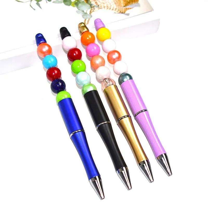 창의적인 플라스틱 구슬 펜 볼펜, 인쇄 가능한 구슬 펜, DIY 선물, 학생 사무 용품, 60 개 도매